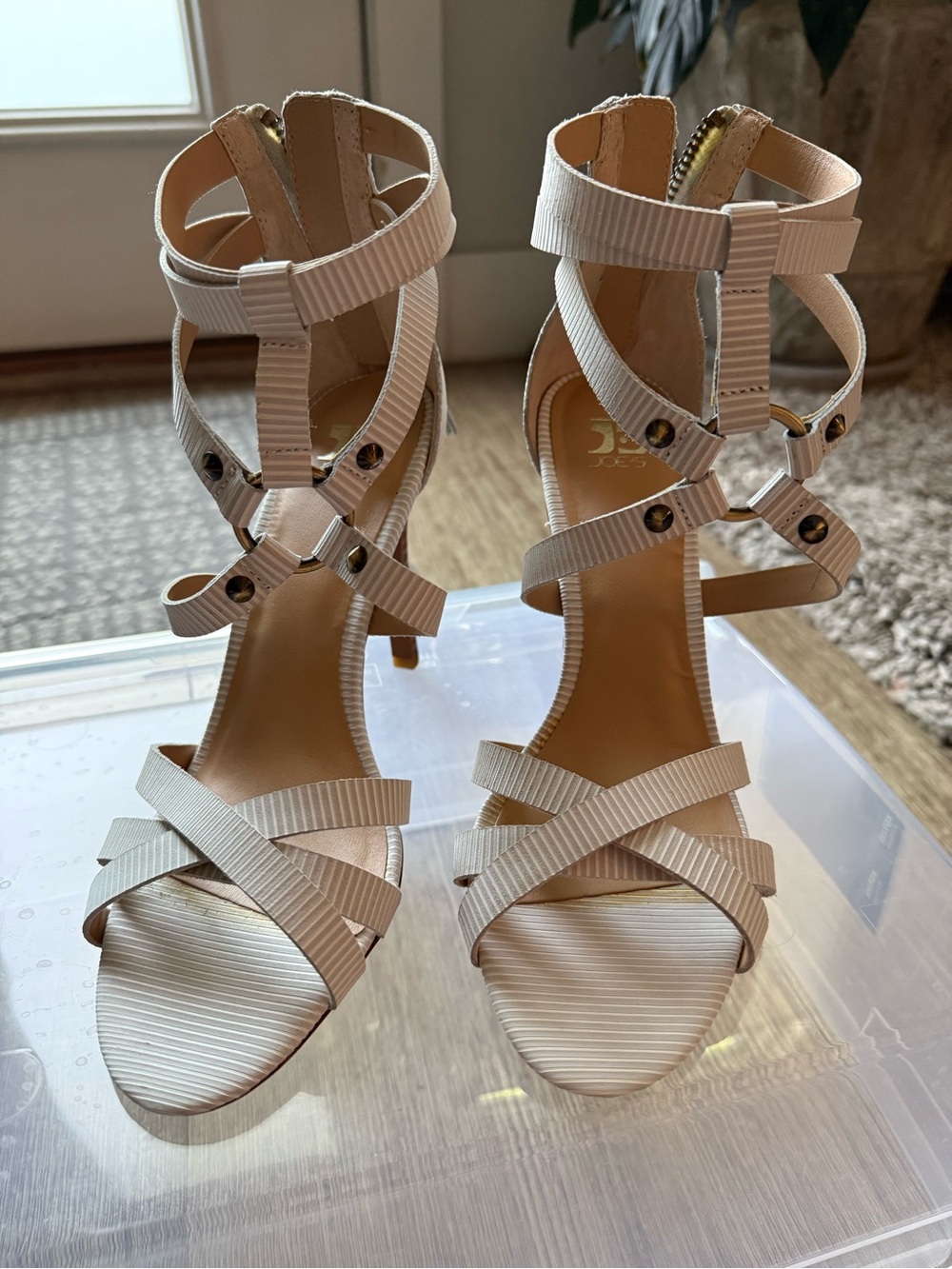 Strappy Cream High Heel Sandals for Women